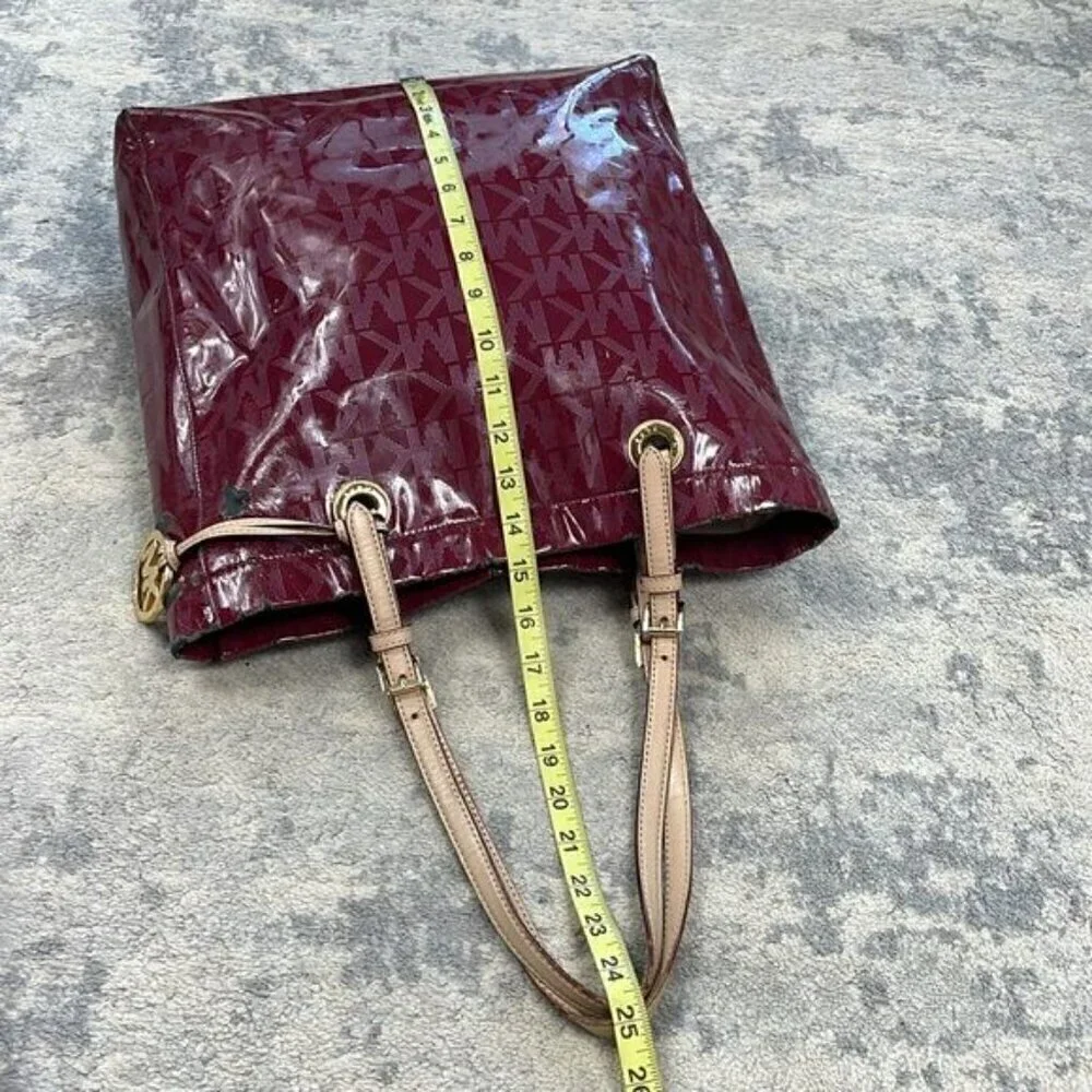 MICHAEL Michael Kors Jet Set Patent Leather Peony Tote Bag Logo DIY